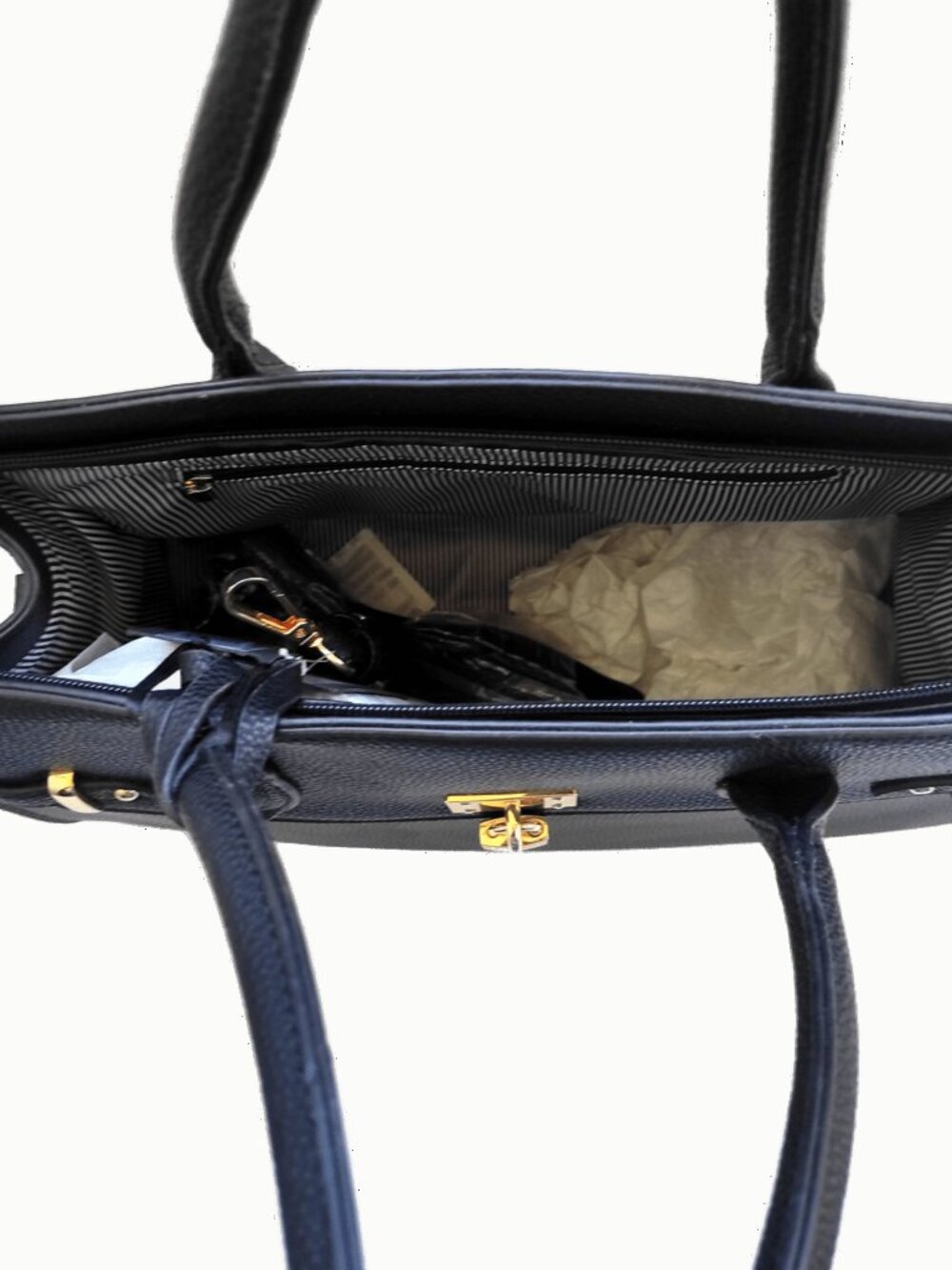 New DELUXITY Top Handle Satchel Handbag Tote 2 pc Set Black - Picture 4 of 6